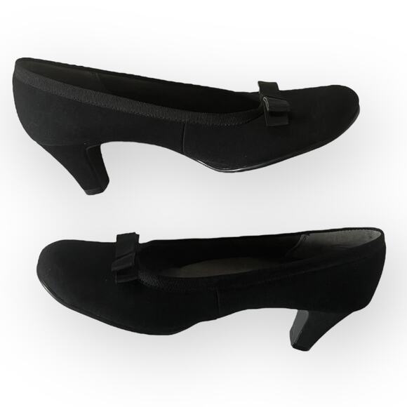 Aerosoles Women's Playhouse Black Fabric Pumps Round Toe With Ribbon Bow Sz 8.5 - Picture 10 of 14